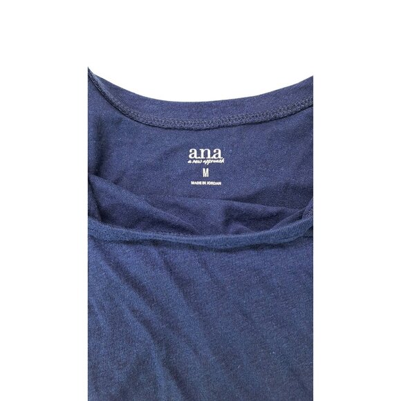 A.N.A Tank Top Blue Sleeveless Scoop Neck Women Medium Linen Blue New Approach - Picture 3 of 5